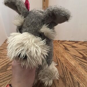 Battat Pucci Plush 10" Schnauzer Puppy Dog Gray White With Pink Ear Bow No Tag